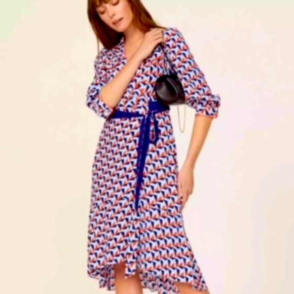 DVF wrap dress orange and blue maxi rent the runway - Picture 1 of 6